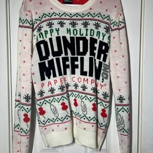 The Office Men’s Dunder Mifflin Ugly Christmas Sweater Size M Holiday Funny